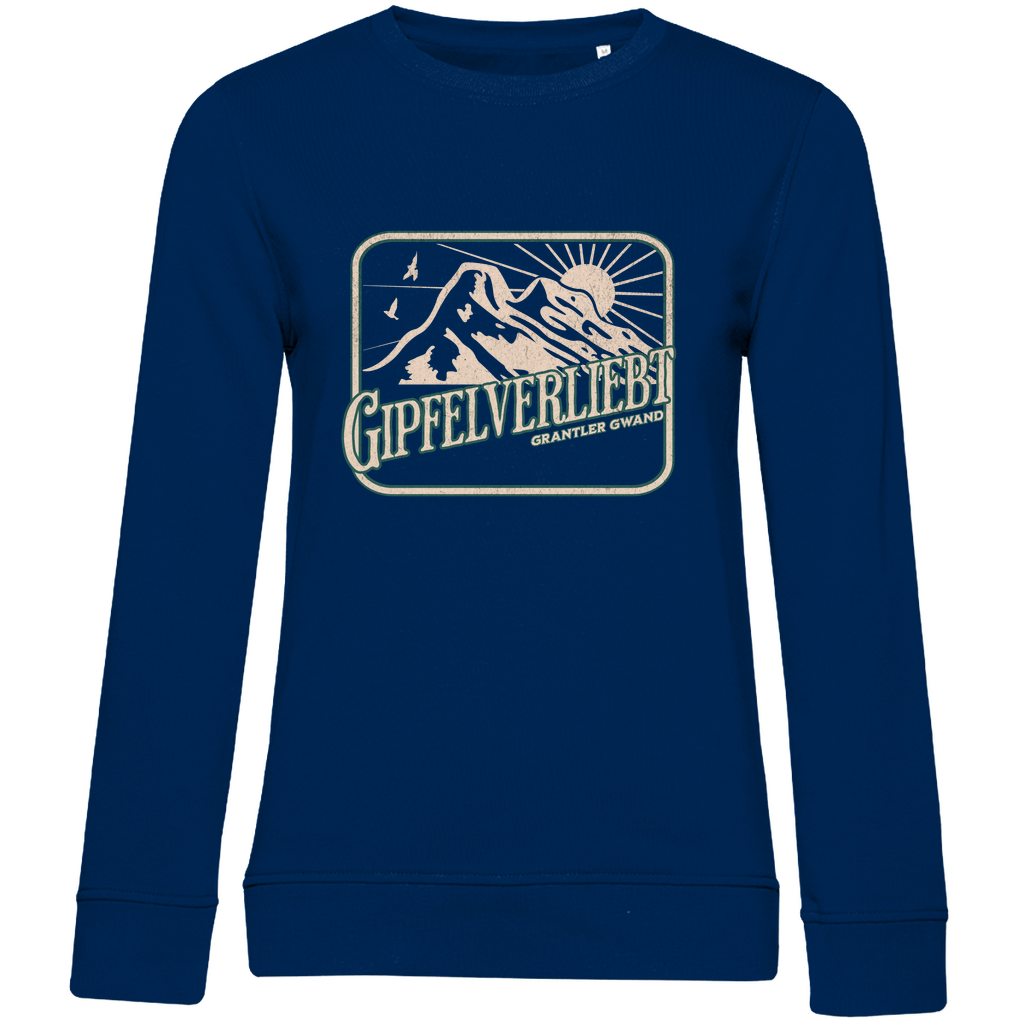 Damen Premium Bio Sweatshirt Gipfelverliebt - grün/gold