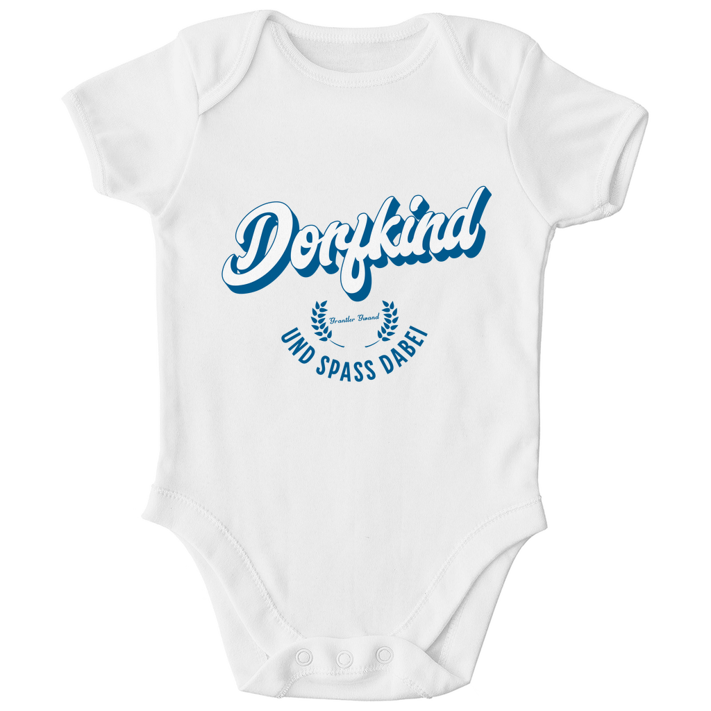 Bayerischer Bio Baby Body Dorfkind und Spaß dabei - blau - Grantler Gwand