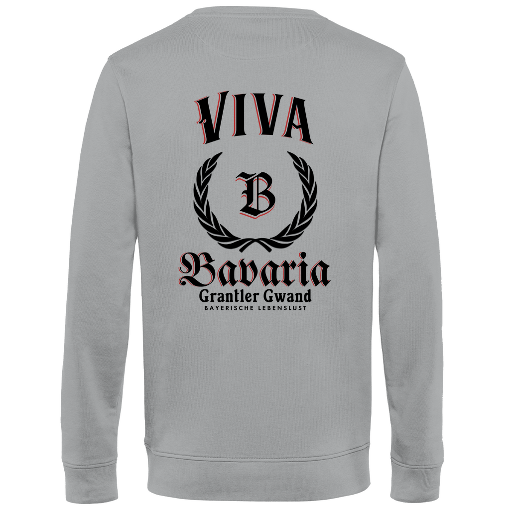 Bayerisches Herren Premium Bio Sweatshirt Viva Bavaria schwarz - Rückendruck - Grantler Gwand