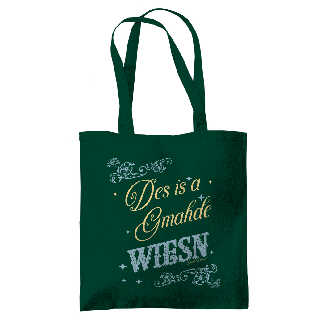 Bayerische Tragetasche Des is a gmahde Wiesn - grün/gold - Grantler Gwand