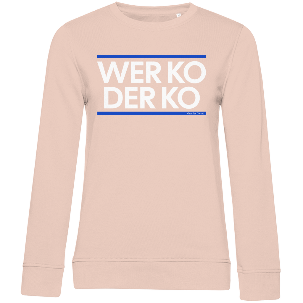 Damen Premium Bio Sweatshirt wer ko der ko - blau/weiß