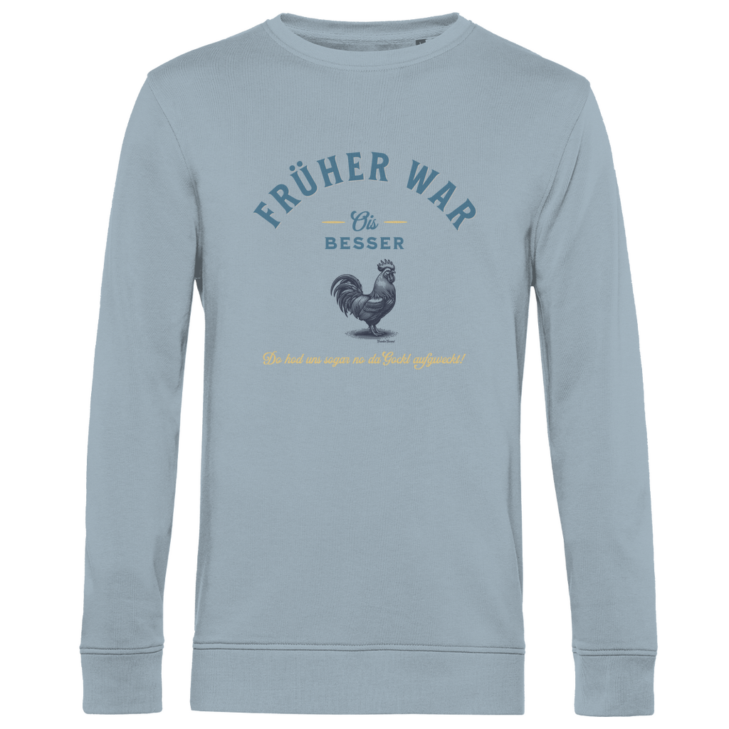 Herren Premium Bio Sweatshirt Früher war ois besser - blau/gold