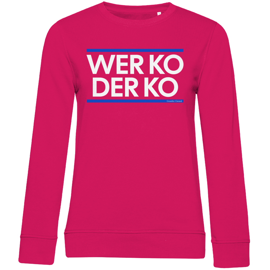 Damen Premium Bio Sweatshirt wer ko der ko - blau/weiß