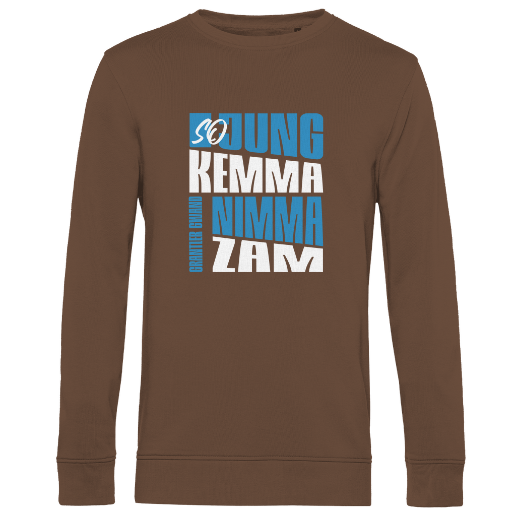 Herren Premium Bio Sweatshirt So jung kemma nimma zam - blau/weiß