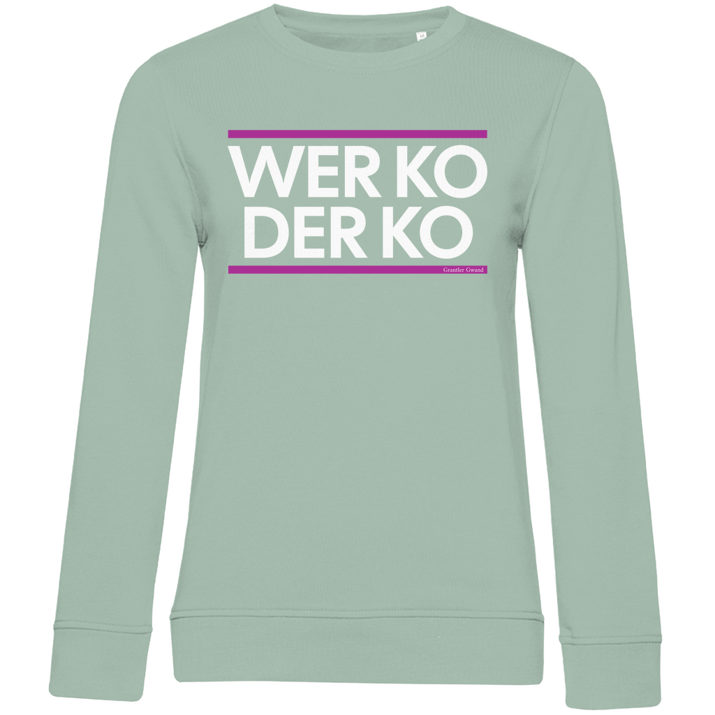 Damen Premium Bio Sweatshirt wer ko der ko - pink/weiß