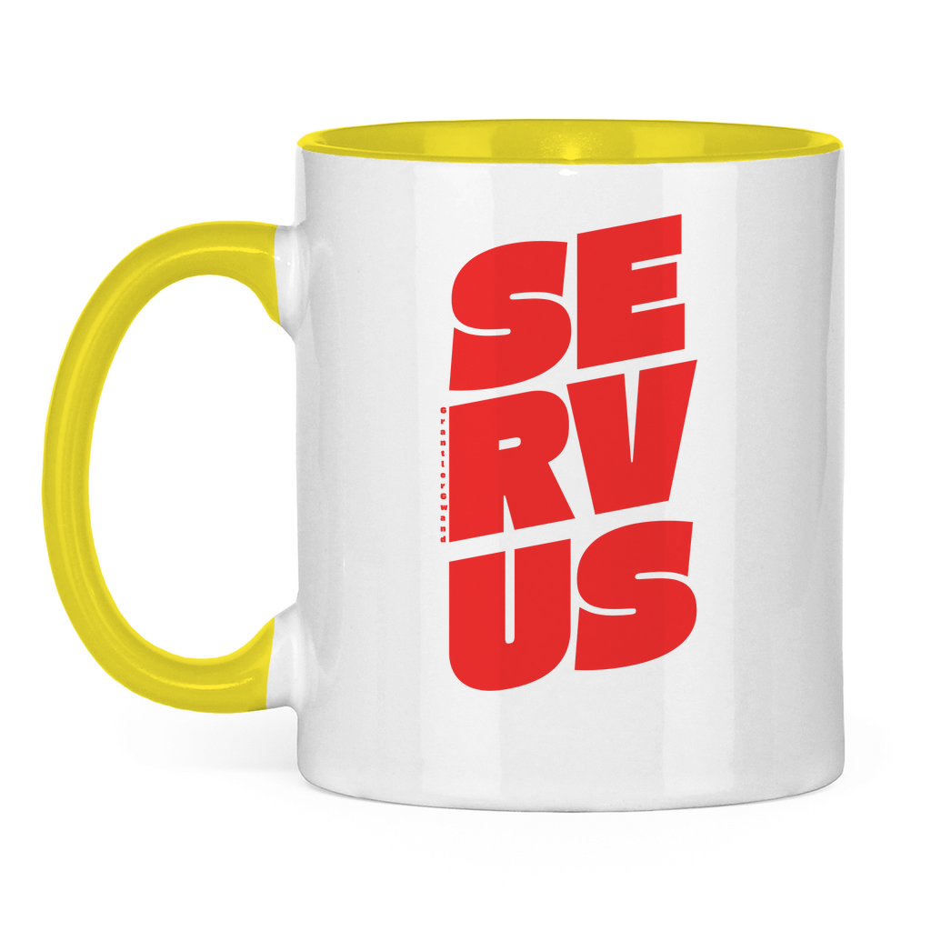Tasse zweifarbig Servus - rot