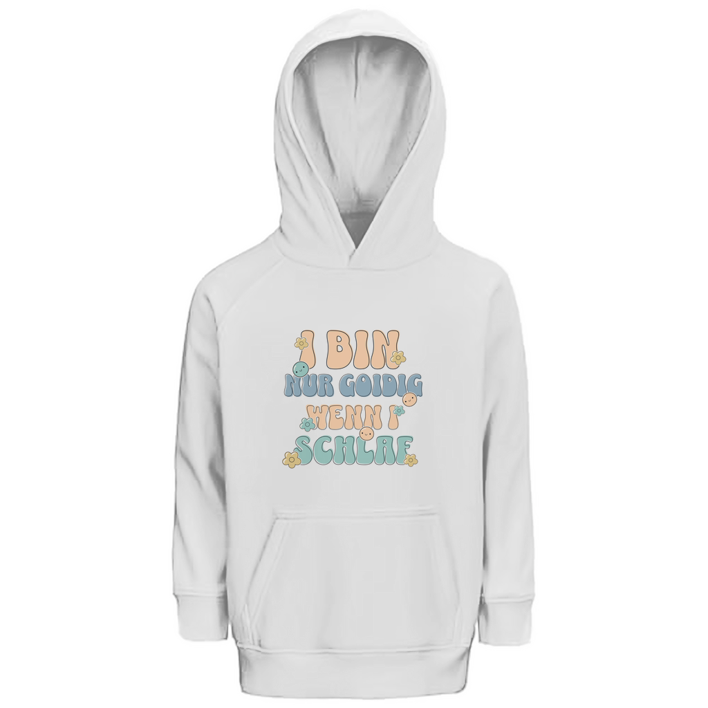 Bayerischer Kinder Premium Bio Hoodie I bin nur goidig, wenn I schlaf - Grantler Gwand