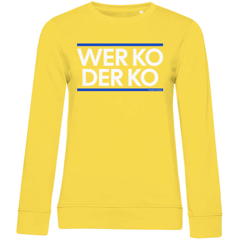 Damen Premium Bio Sweatshirt wer ko der ko - blau/weiß