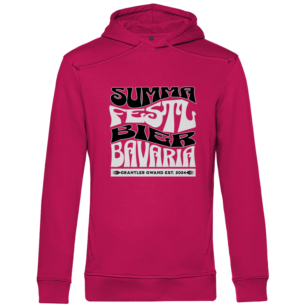Bayerischer Herren Premium Bio Hoodie Summa, Festl, Bier, Bavaria - schwarz/weiß - Grantler Gwand