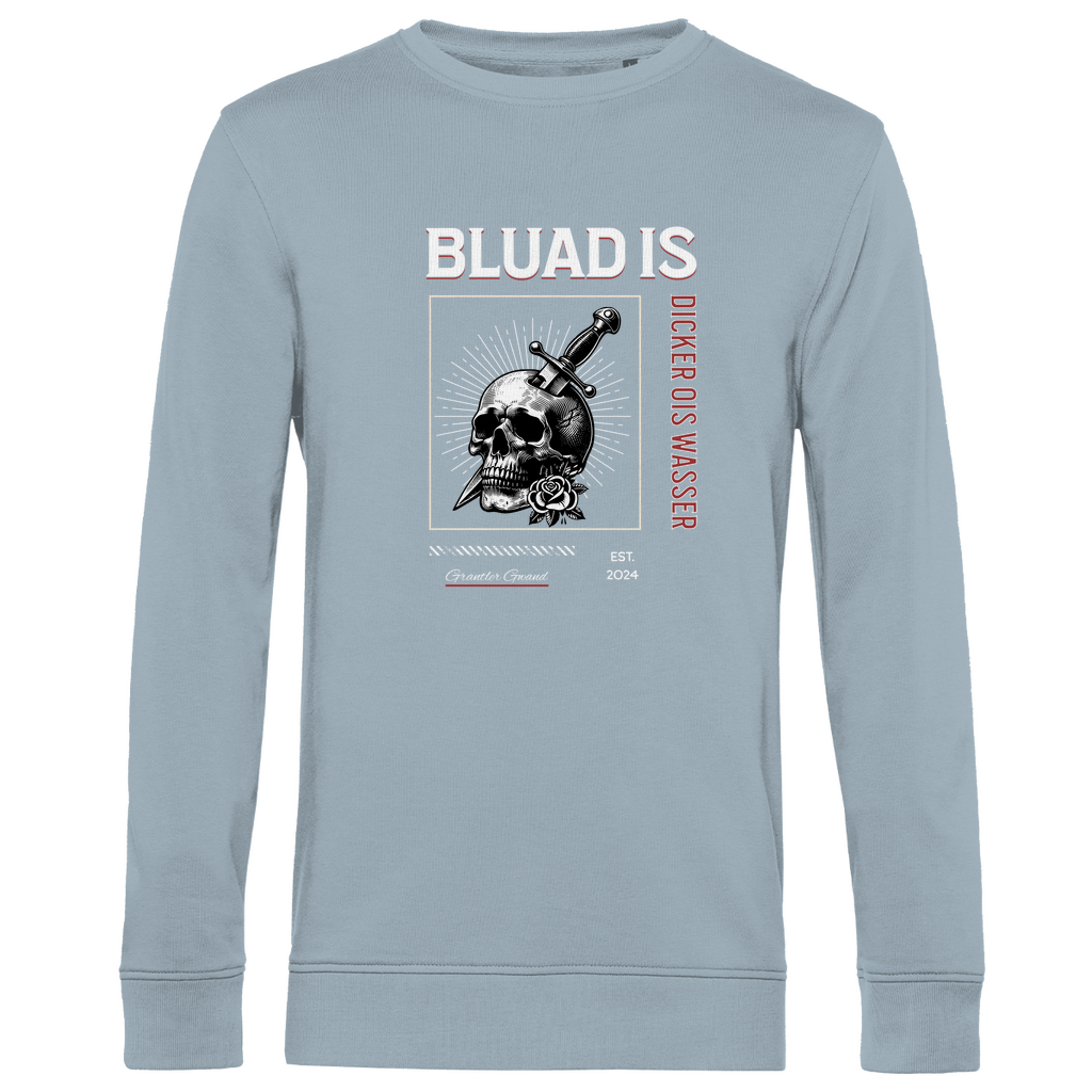Bayerisches Herren Premium Bio Sweatshirt Bluad is dicker ois Wasser - rot - Grantler Gwand