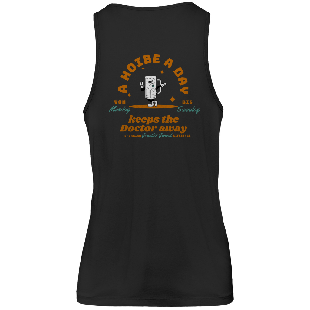 Bayerisches Herren Premium Tank Top - A Hoibe a day keeps the doctor away - Front- und Backprint - Grantler Gwand