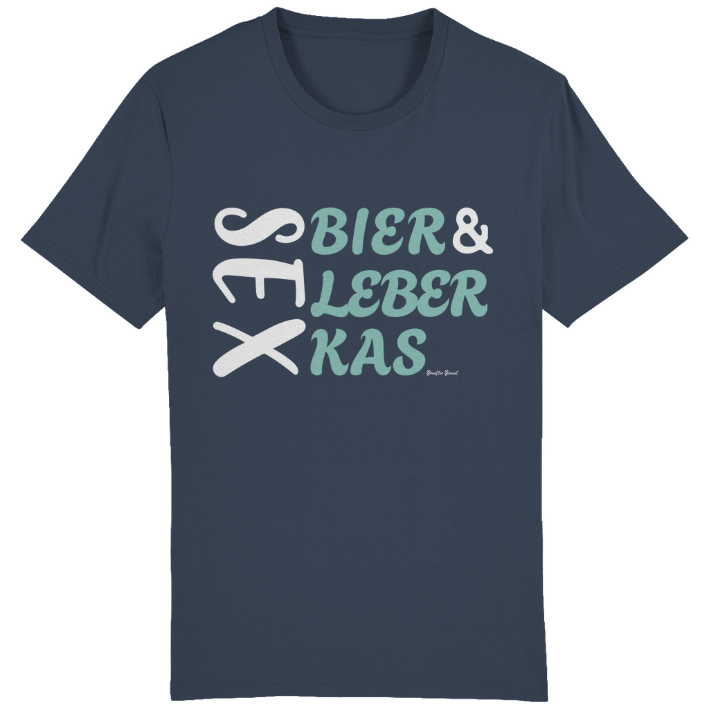 Bayerisches Herren T-Shirt Sex, Bier, Leberkas - grün/weiß - Grantler Gwand