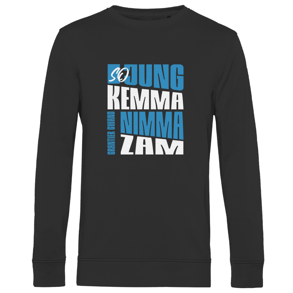 Herren Premium Bio Sweatshirt So jung kemma nimma zam - blau/weiß