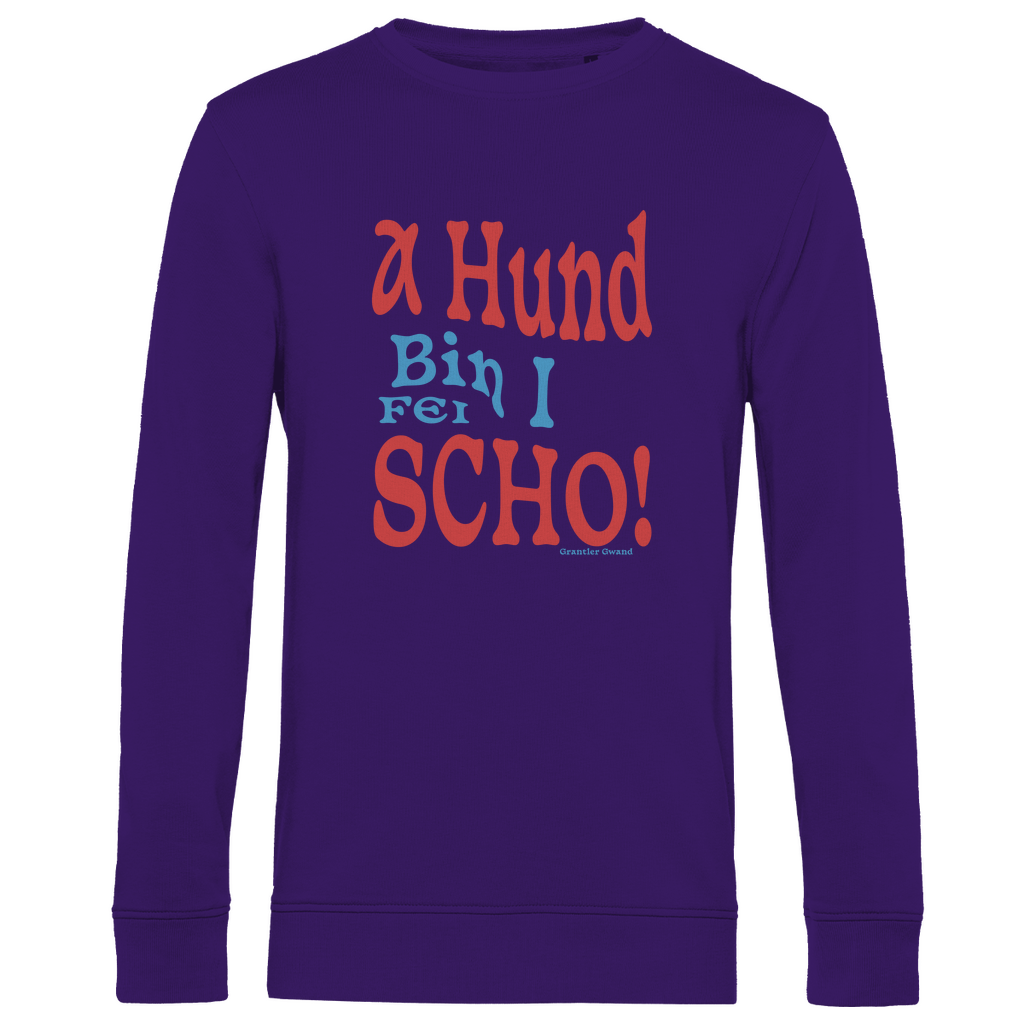 Herren Premium Bio Sweatshirt A Hund bin i fei scho - rot/blau