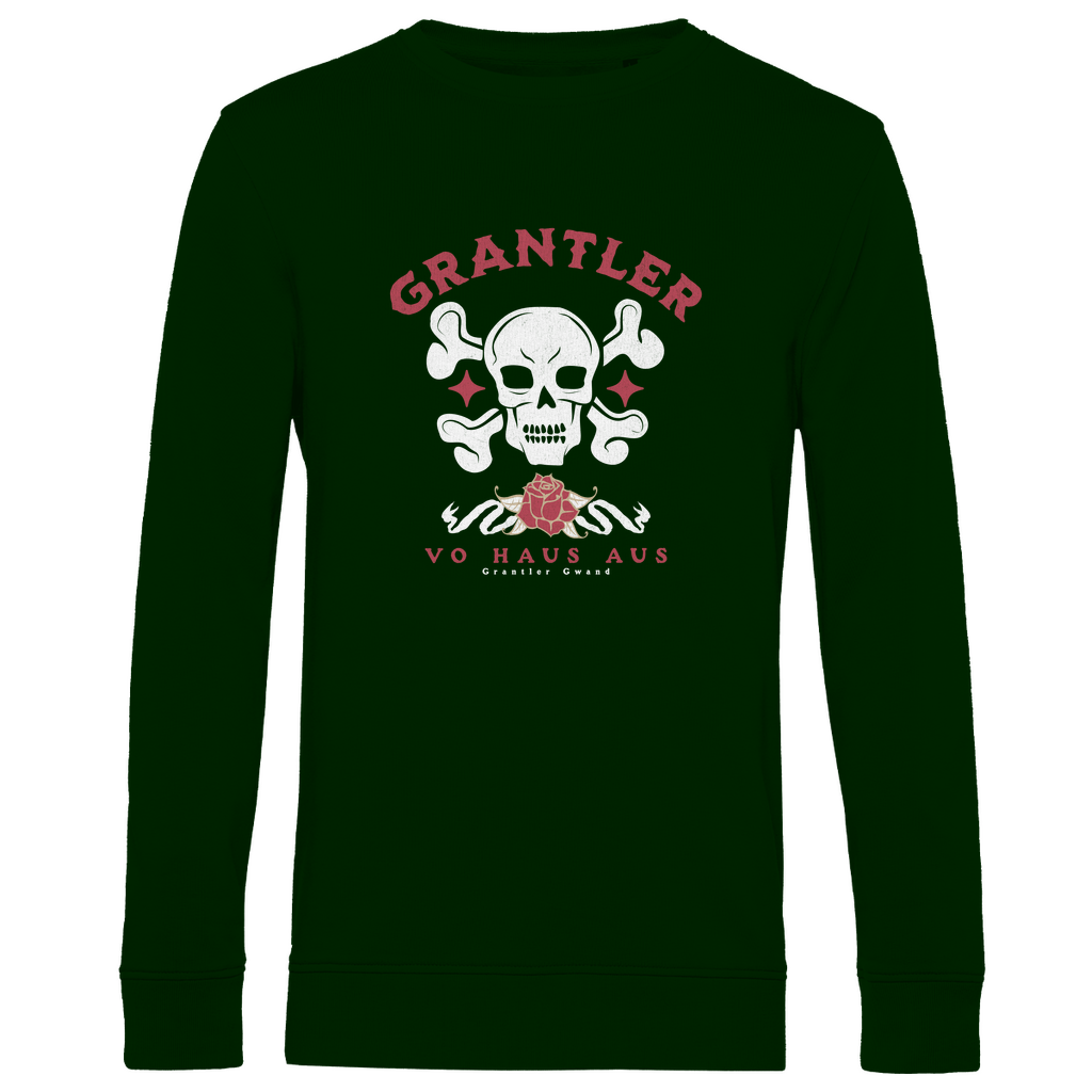 Bayerisches Herren Premium Bio Sweatshirt Grantler vo Haus aus - rot/weiß - Grantler Gwand