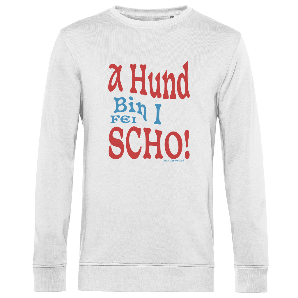 Herren Premium Bio Sweatshirt A Hund bin i fei scho - rot/blau