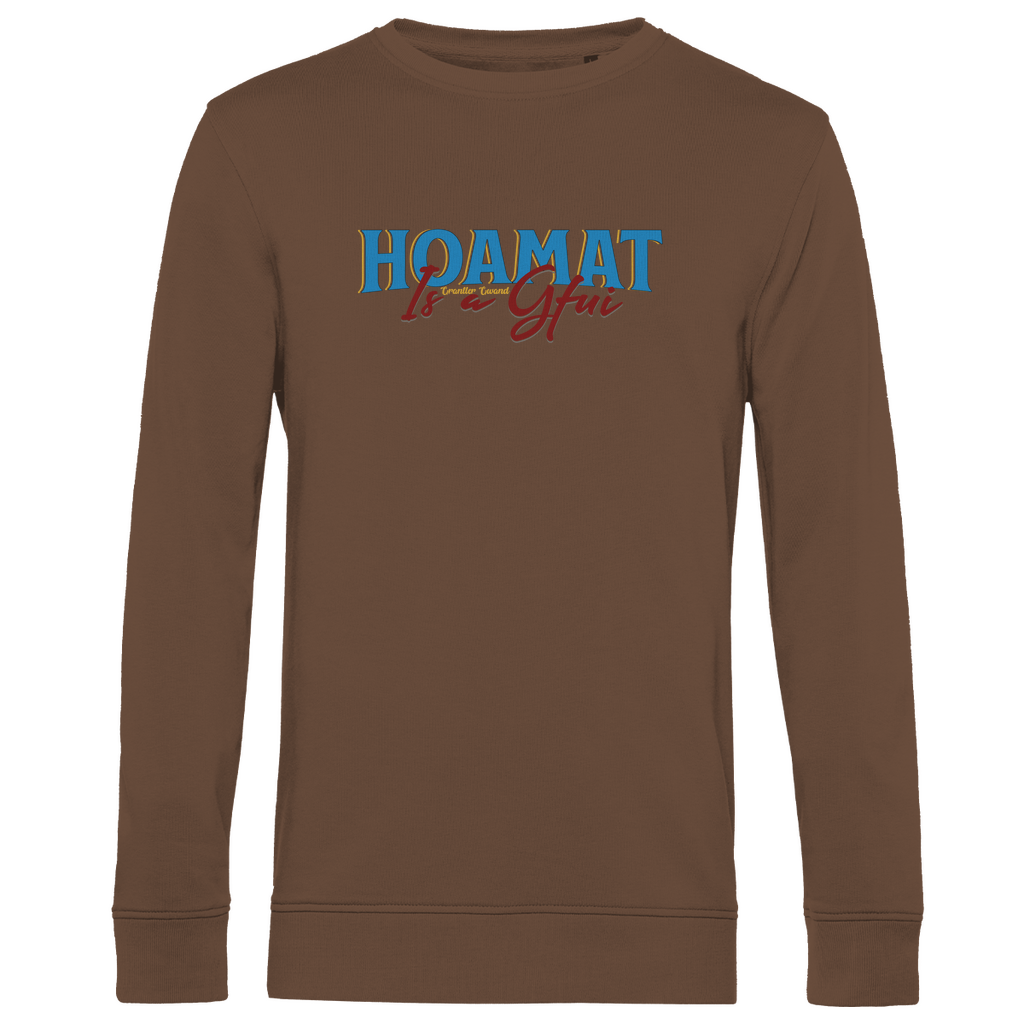Herren Premium Bio Sweatshirt Hoamat is a Gfui - blau/rot