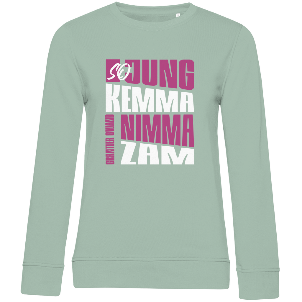 Damen Premium Bio Sweatshirt So jung kemma nimma zam - lila/weiß