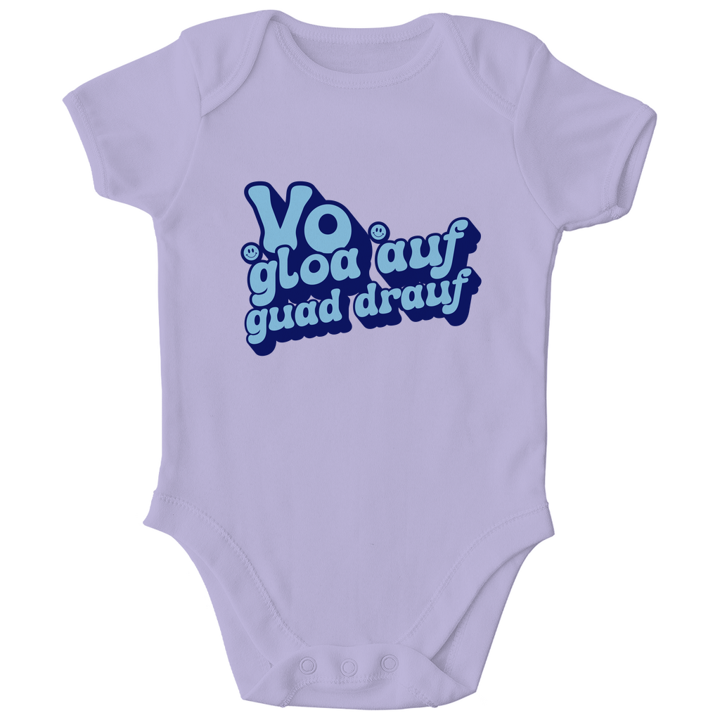 Bayerischer Bio Baby Body Vo gloa auf guad drauf - blau - Grantler Gwand