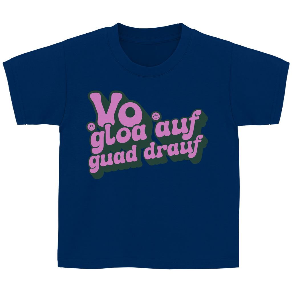 Bayerisches Kinder T-Shirt - Vo gloa auf guad drauf - lila - Grantler Gwand