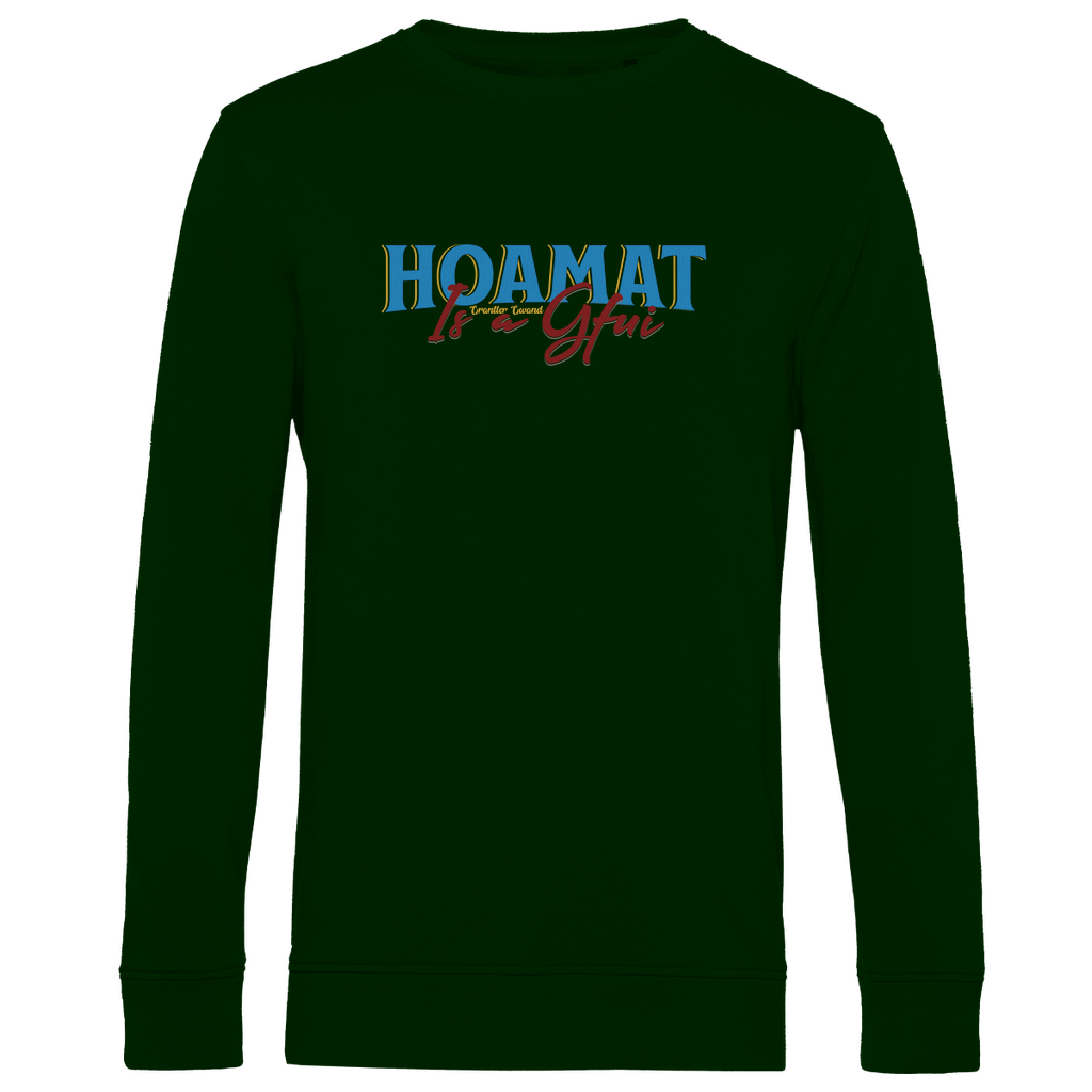 Herren Premium Bio Sweatshirt Hoamat is a Gfui - blau/rot