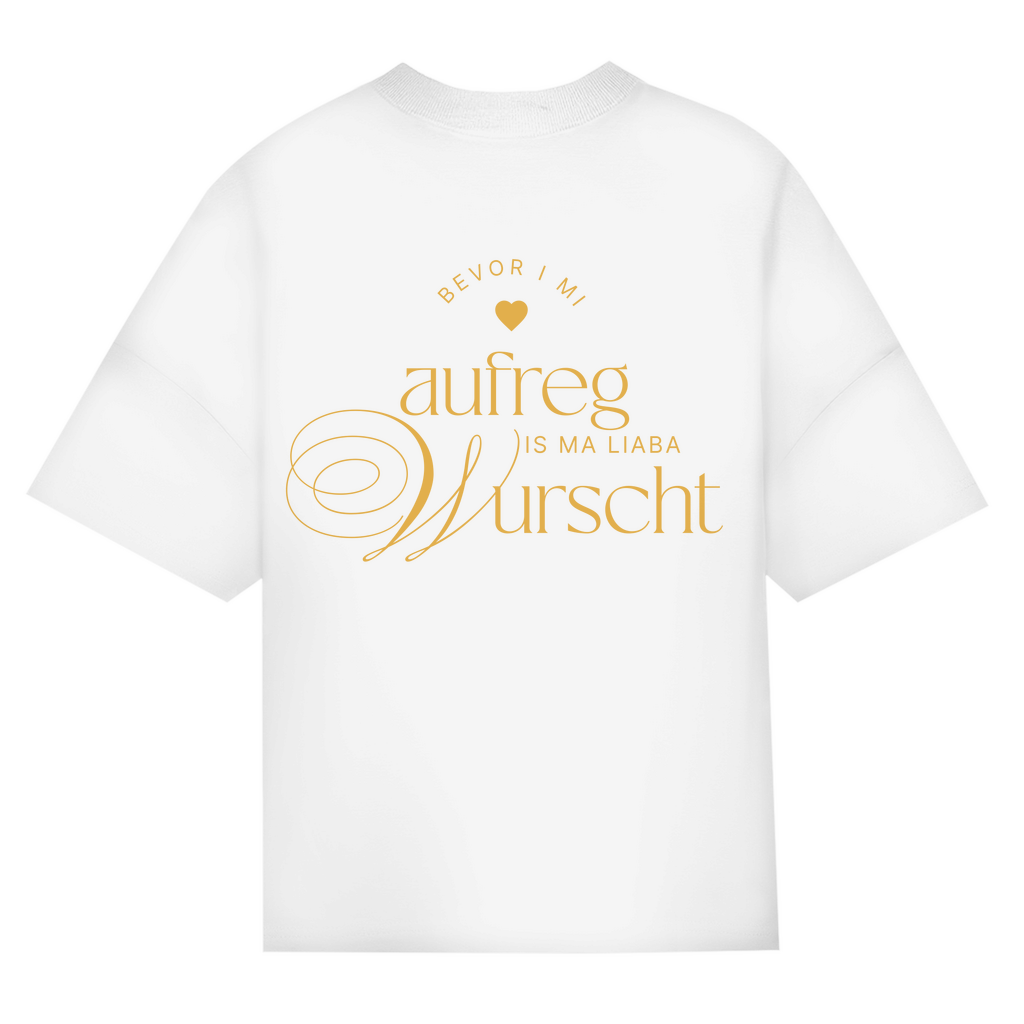 Bayerisches Oversize T-Shirt Unisex - Bevor I mi aufreg, is ma liaba Wurscht - Senf - Grantler Gwand