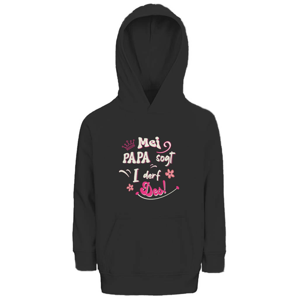 Bayerischer Kinder Premium Bio Hoodie Mei Papa sogt I derf des - pink - Grantler Gwand