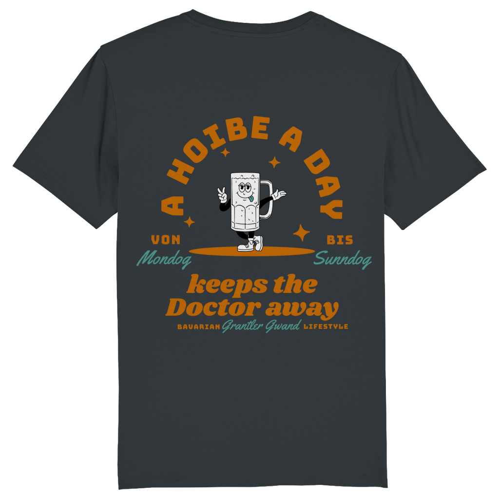 Bayerisches Herren T-Shirt A Hoibe away keeps the doctor away - FRONT-UND BACKPRINT - Grantler Gwand