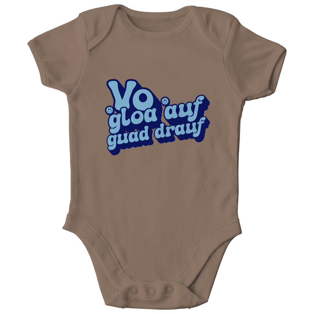 Bayerischer Bio Baby Body Vo gloa auf guad drauf - blau - Grantler Gwand