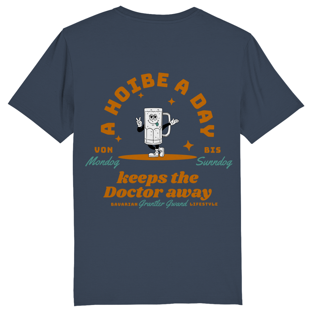 Bayerisches Herren T-Shirt A Hoibe away keeps the doctor away - FRONT-UND BACKPRINT - Grantler Gwand