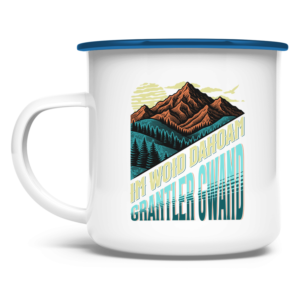 Emaille Tasse Im Woid dahoam - grün