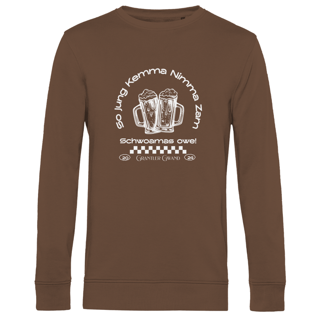 Herren Premium Bio Sweatshirt So jung kemma nimma zam, schwoamas owe - weiß
