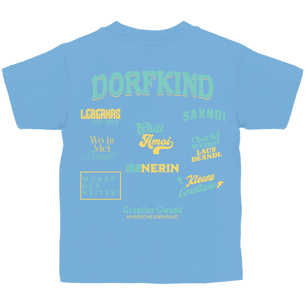 Bayerisches Kinder T-Shirt - Dorfkind für Madln - Grün/Gelb - Grantler Gwand