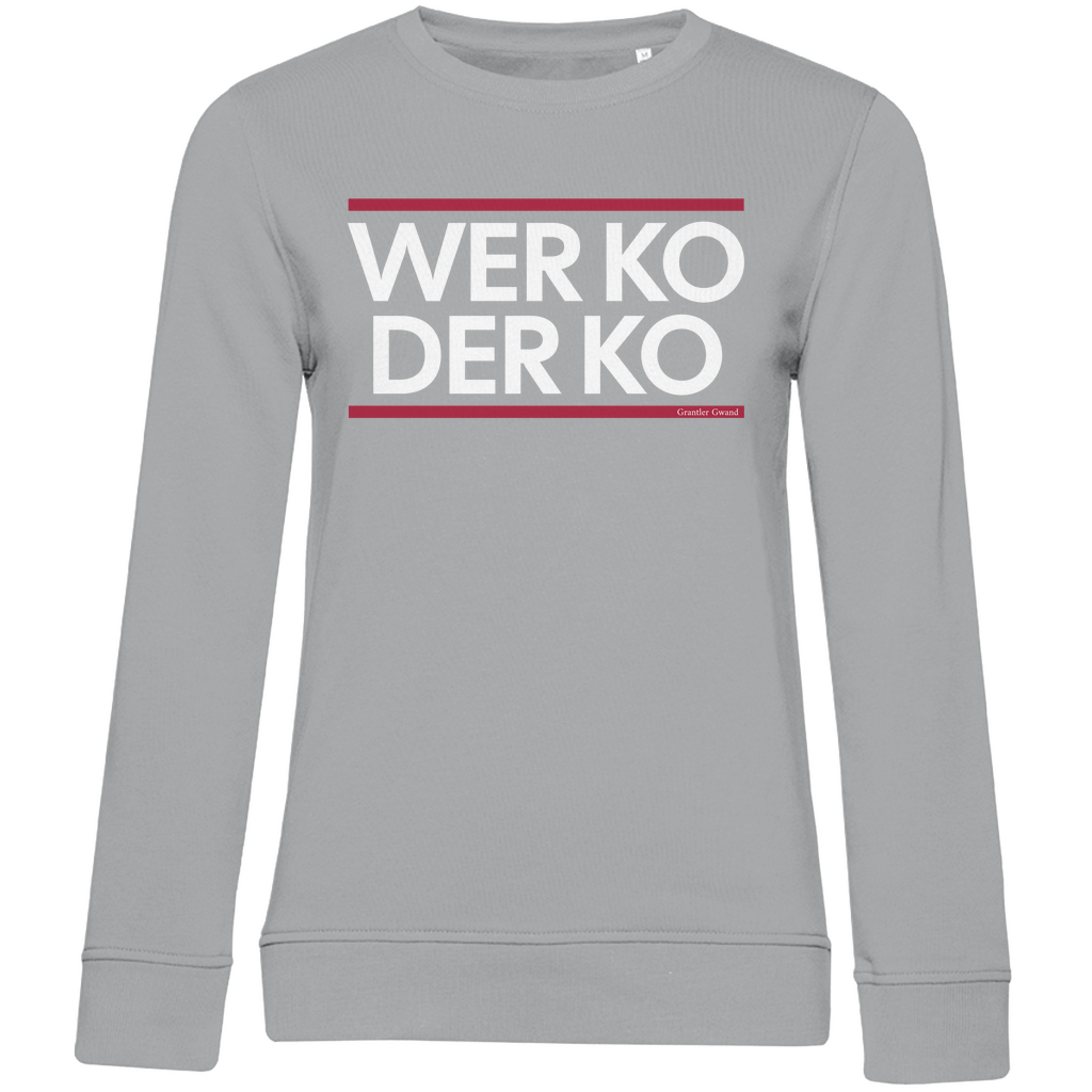 Damen Premium Bio Sweatshirt wer ko der ko - rot/weiß