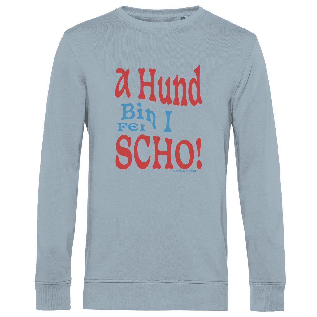 Herren Premium Bio Sweatshirt A Hund bin i fei scho - rot/blau