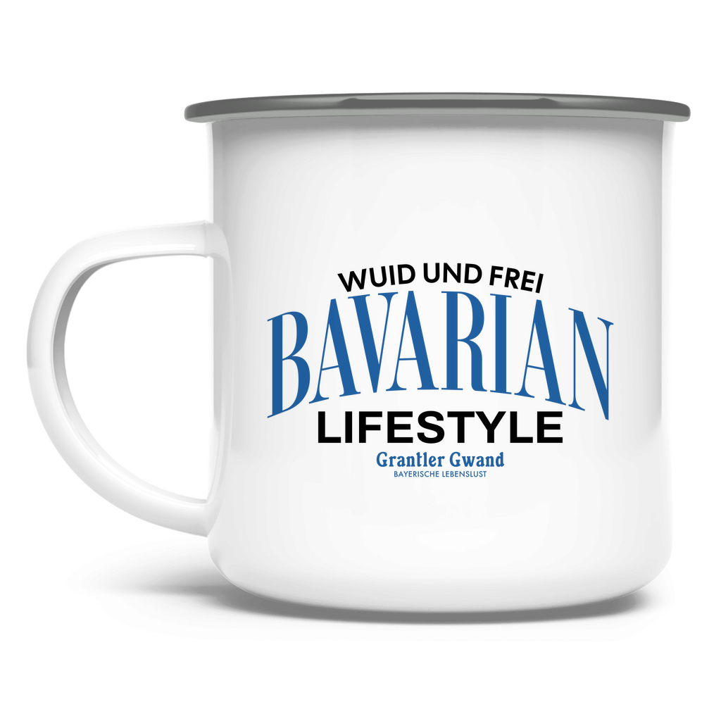 Bayerische Emaille Tasse Bavarian Lifestyle - schwarz - Grantler Gwand