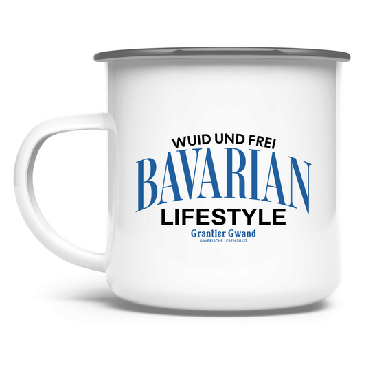 Bayerische Emaille Tasse Bavarian Lifestyle - schwarz - Grantler Gwand