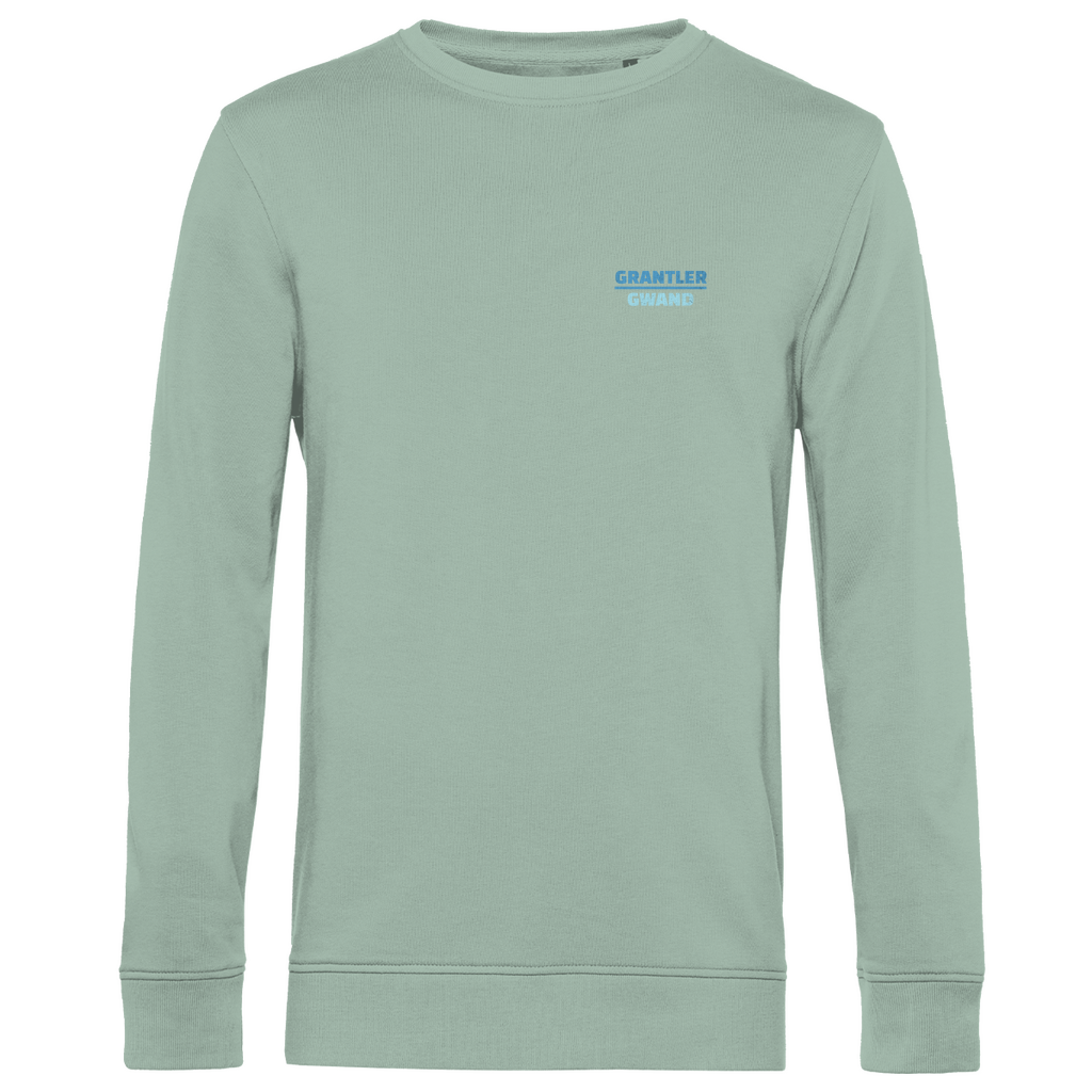Bayerisches Herren Premium Bio Sweatshirt Scheiss da nix, dann feid da nix - blau - Front und Backprint - Grantler Gwand