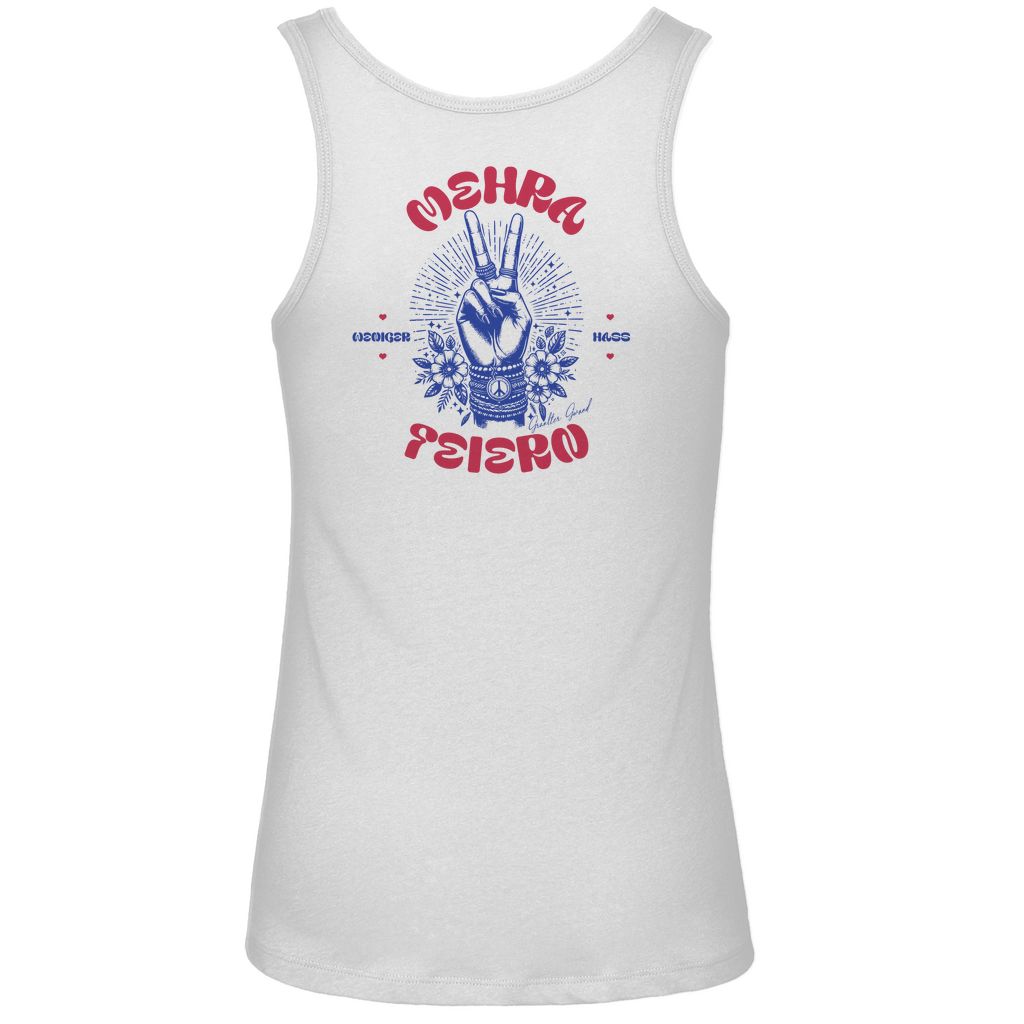 Bayerisches Damen Premium Organic Tank Top Weniger Hass, Mehra Feiern - Rot/Blau - Grantler Gwand - Rückendruck