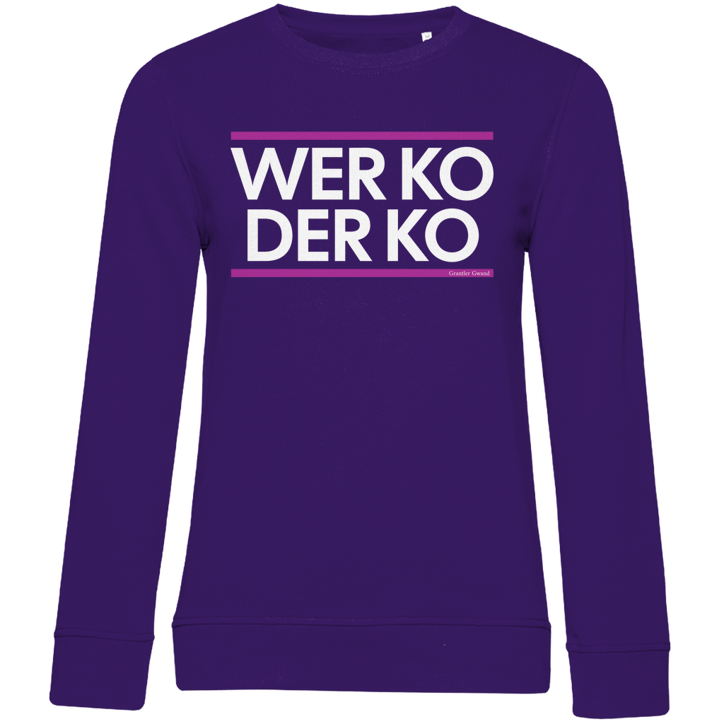 Damen Premium Bio Sweatshirt wer ko der ko - pink/weiß