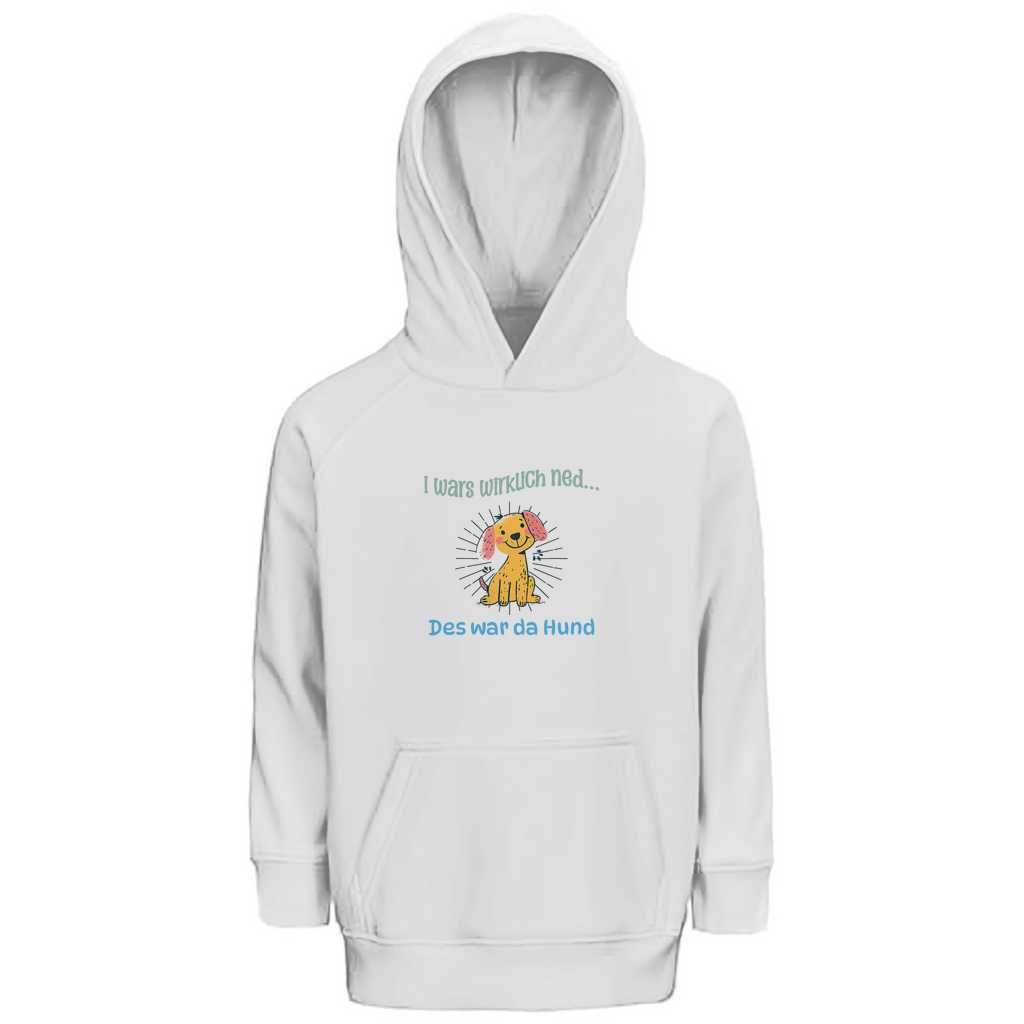 Bayerischer Kinder Premium Bio Hoodie I wars wirklich ned, des war da Hund - grün - Grantler Gwand