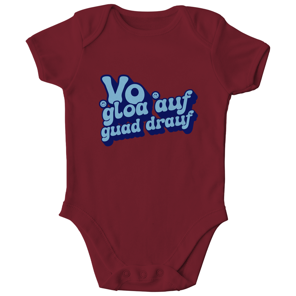 Bayerischer Bio Baby Body Vo gloa auf guad drauf - blau - Grantler Gwand