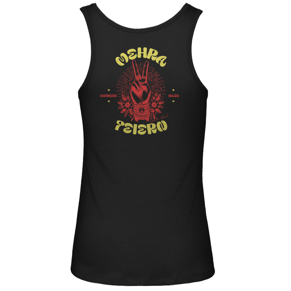 Bayerisches Damen Premium Organic Tank Top Weniger Hass - Mehra Feiern - Orange/Gelb - Grantler Gwand - Rückendruck