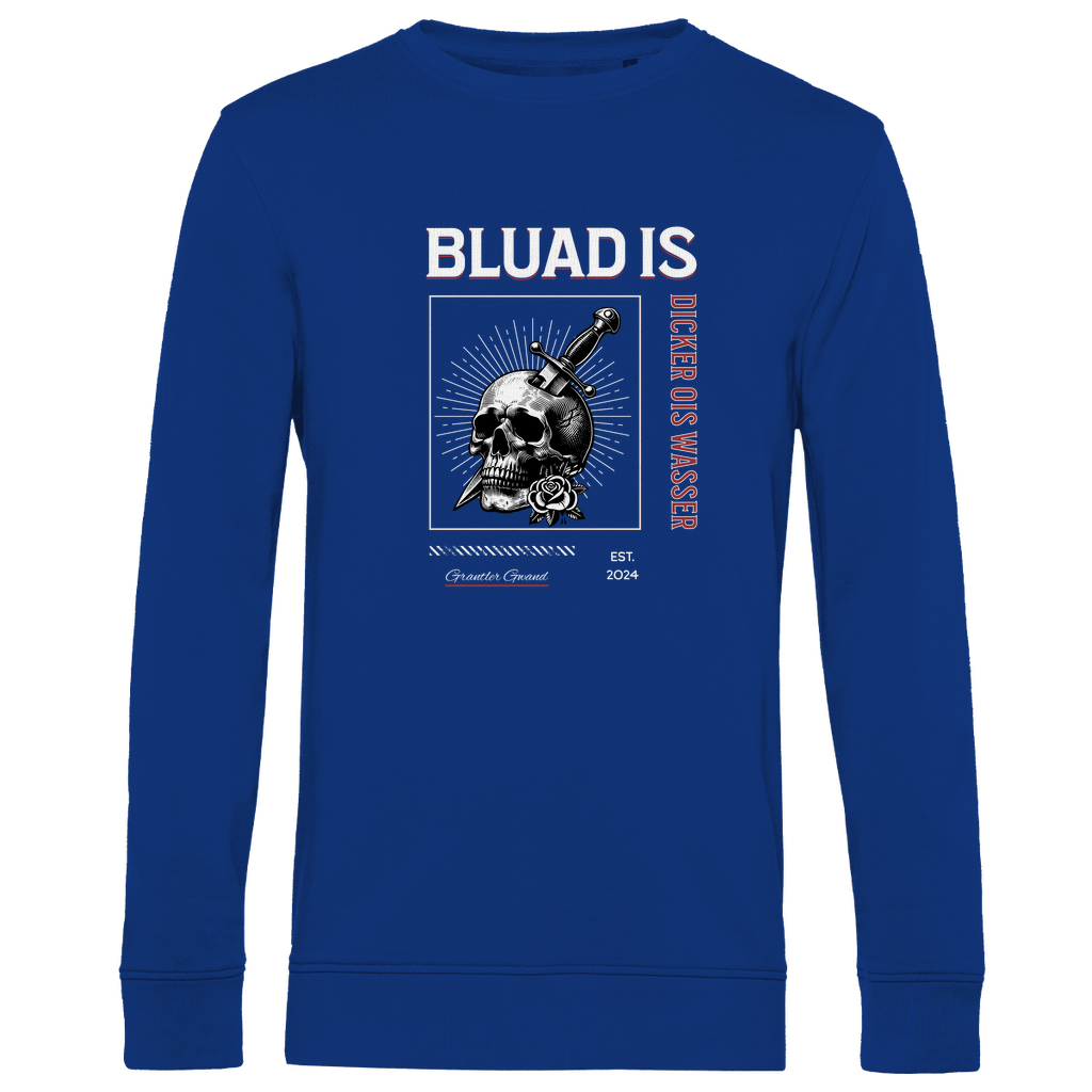 Bayerisches Herren Premium Bio Sweatshirt Bluad is dicker ois Wasser - rot - Grantler Gwand