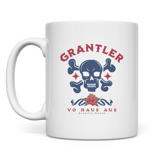 Bayerische Tasse Grantler vo Haus aus - rot/blau - Grantler Gwand