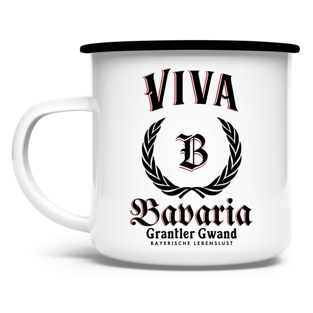 Bayerische Emaille Tasse Viva Bavaria schwarz - Grantler Gwand
