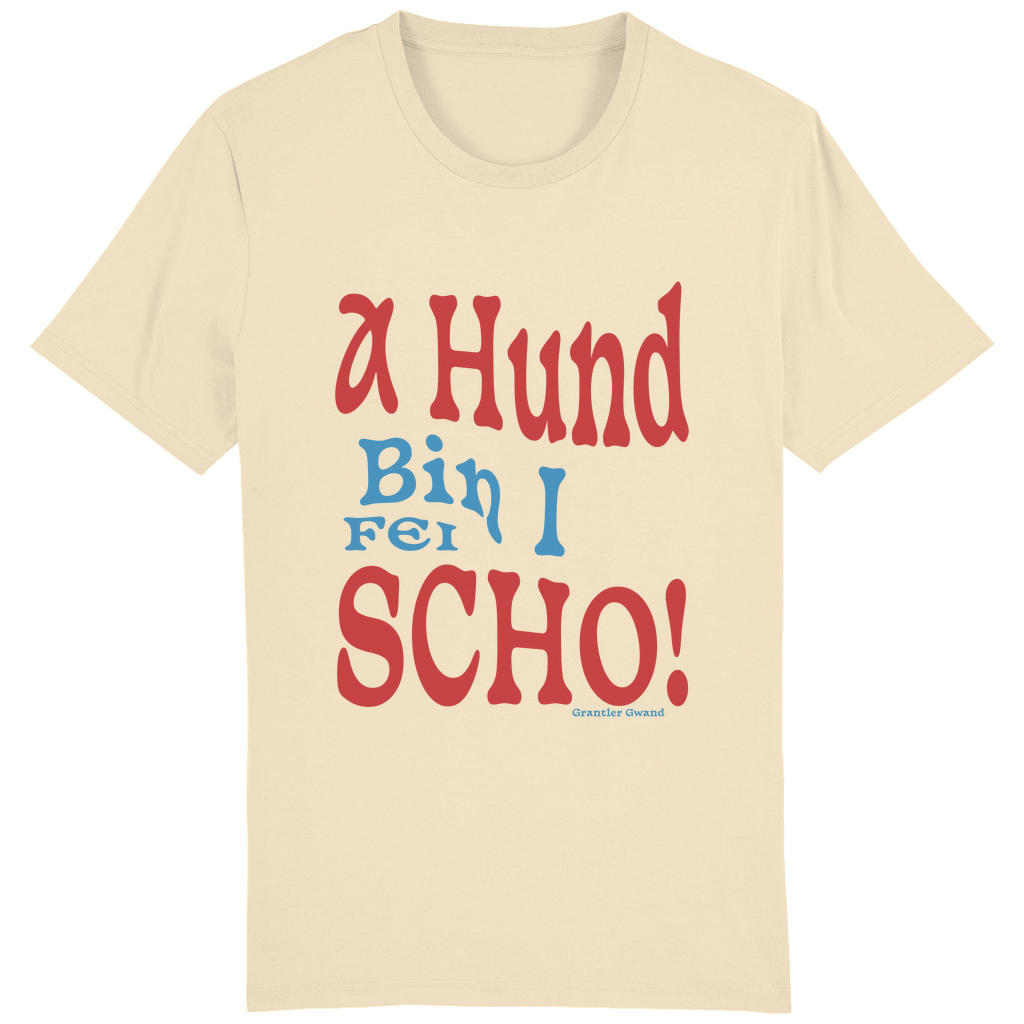 Bayerisches Herren T-Shirt A Hund bin i fei scho - rot/blau - Grantler Gwand