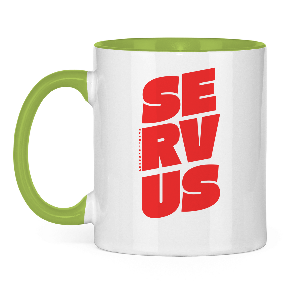 Tasse zweifarbig Servus - rot