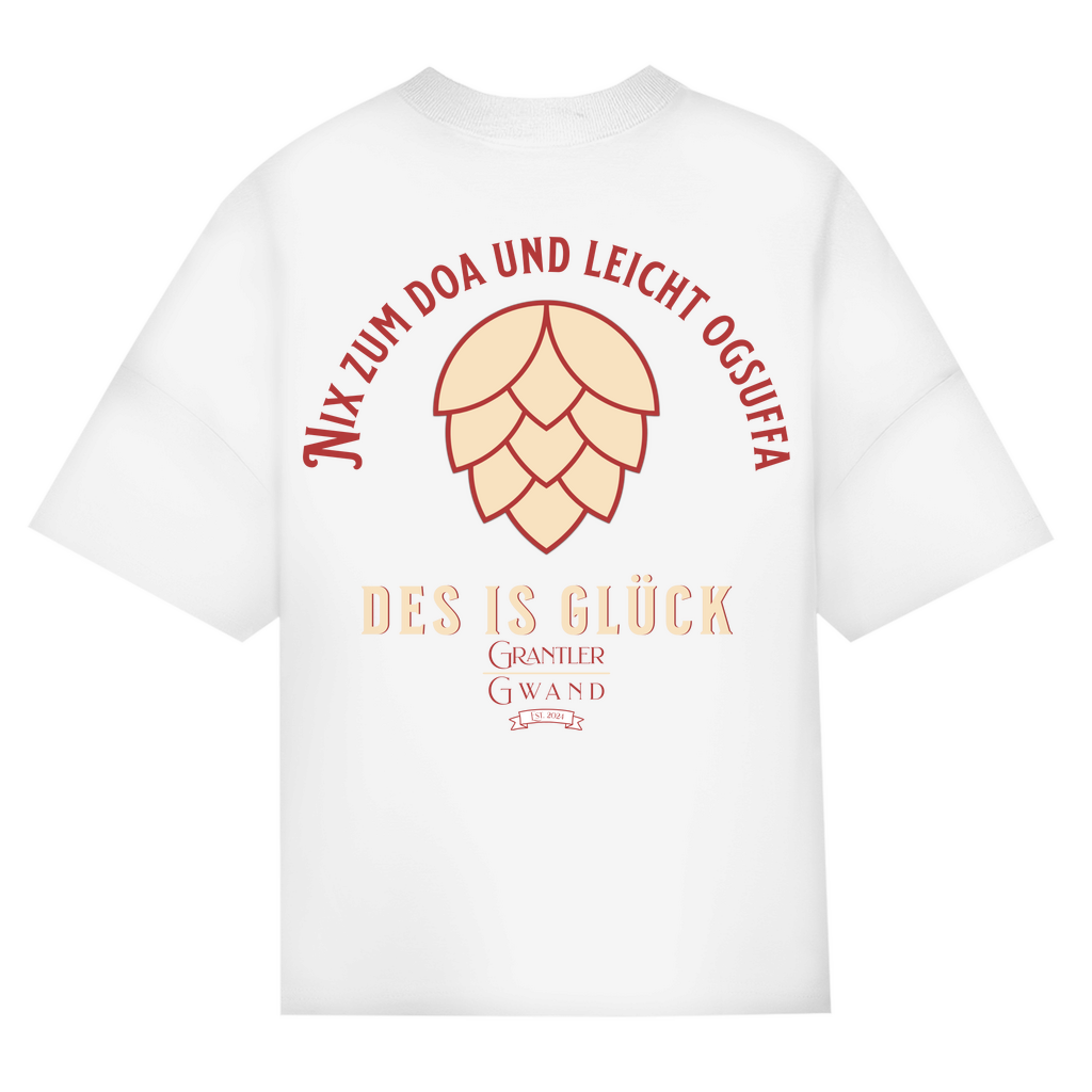 Bayerisches Oversize T-Shirt Unisex - Nix zum doa und leicht ogsuffa - rot/beige - Grantler Gwand
