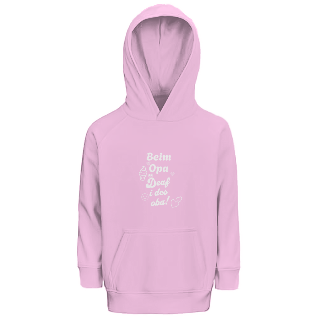 Bayerischer Kinder Premium Bio Hoodie Beim Opa derf i des aba - weiß - Grantler Gwand